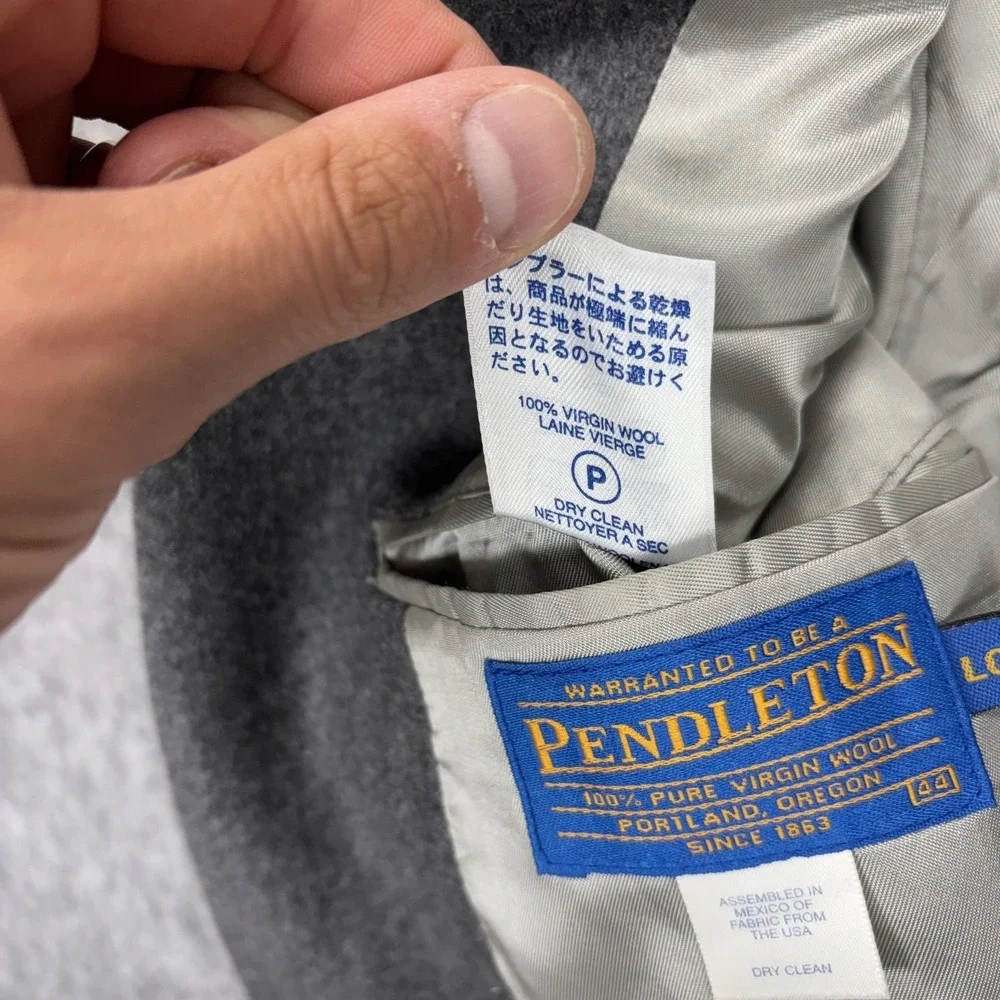 Vintage Pendleton Virgin Wool Blazer Men's 44 Long‎ Gray Preppy Academic 90s USA